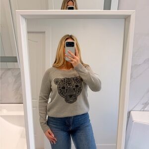 H&M Gray Animal Print Sweater